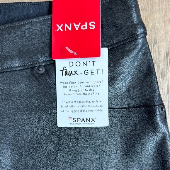 NWT SPANX Leather Like Ankle Skinny Pants Luxe Black Size Large - Picture 7 of 12